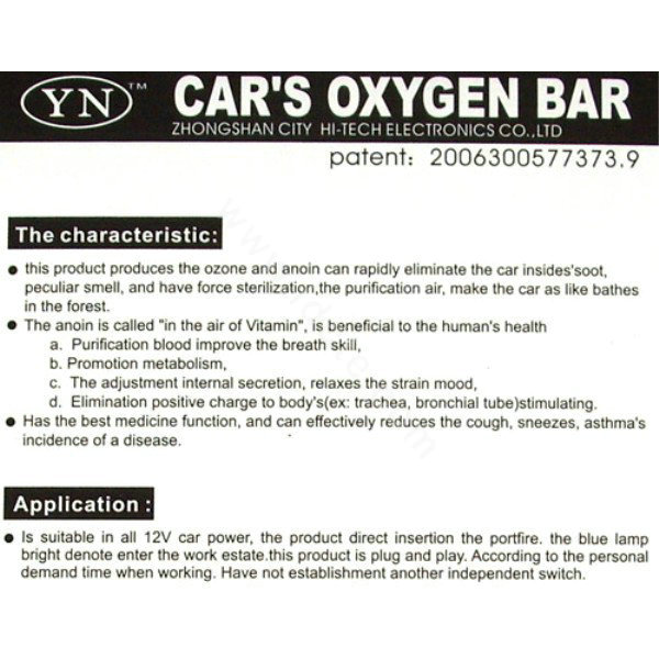 Mini Auto Car Fresh Air Purifier Oxygen Bar Ionizer