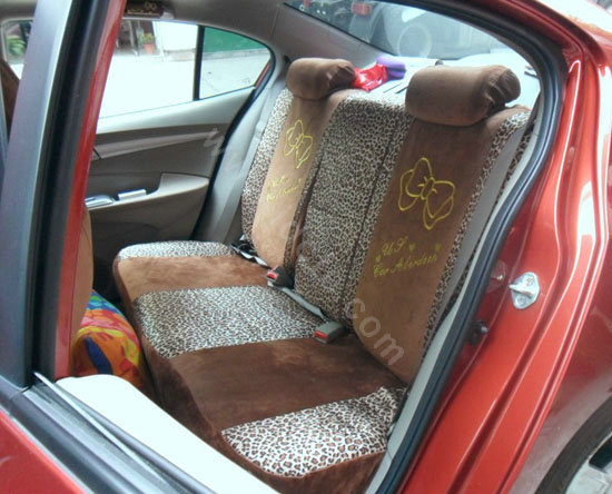 Leopard plush universal Car Seat Covers sets - brown