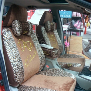 Leopard plush universal Car Seat Covers sets - brown