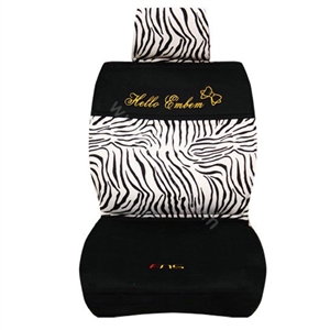 Zebra Auto Car Front Rear Seat Covers Cushion - black