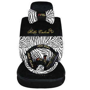 Zebra plush universal Car Seat Covers sets - black EB002