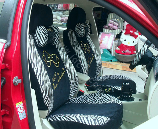 Zebra plush universal Car Seat Covers sets - black