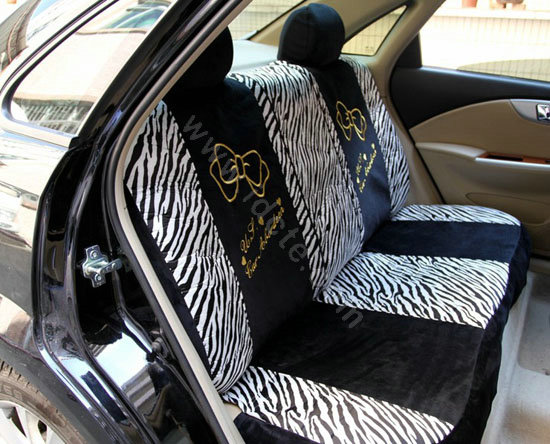 Zebra plush universal Car Seat Covers sets - black