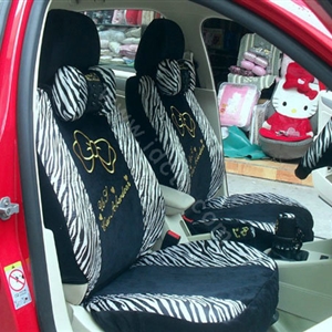 Zebra plush universal Car Seat Covers sets - black