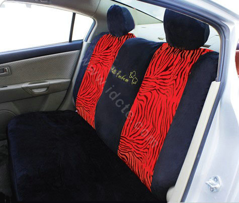 Zebra plush universal Car Seat Covers sets - red