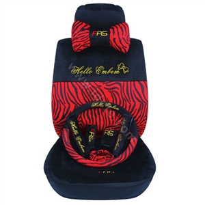 Zebra plush universal Car Seat Covers sets - red