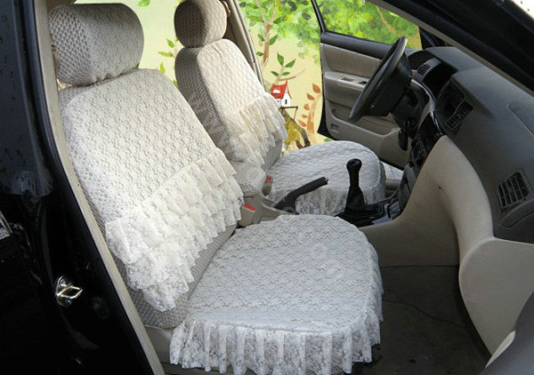 Auto Car Front Rear Seat Covers - Light yellow