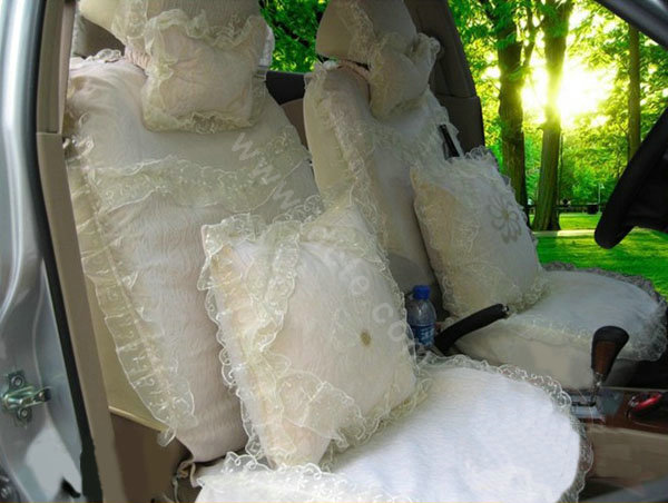 Bud silk Lace Car Seat Covers Cushion sets - Beige