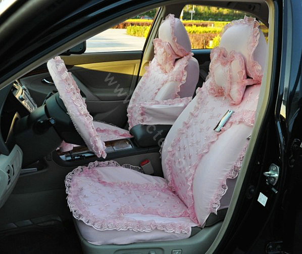 Bud silk Lace Car Seat Covers sets - Pink EB002