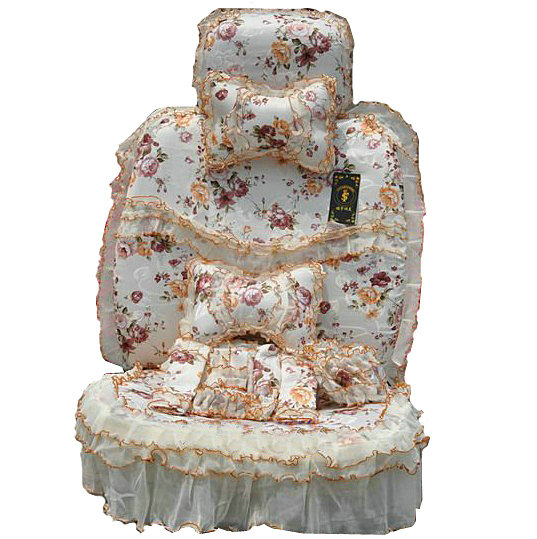 Bud silk Lace Car Seat Covers sets - Yellow EB003