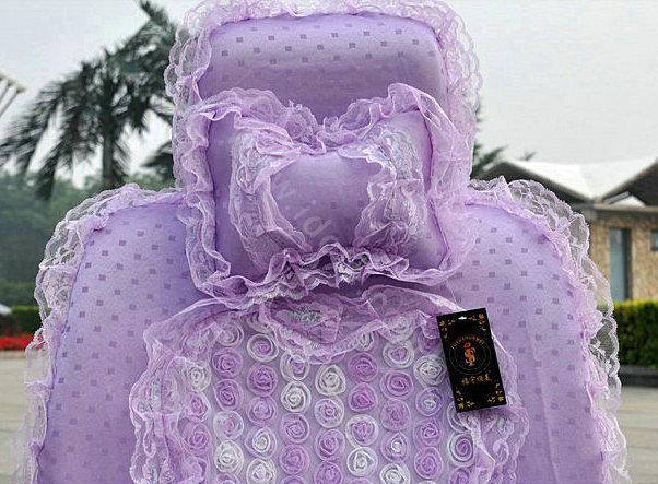 Bud silk Lace Satins Car Seat Covers sets - Purple EB002