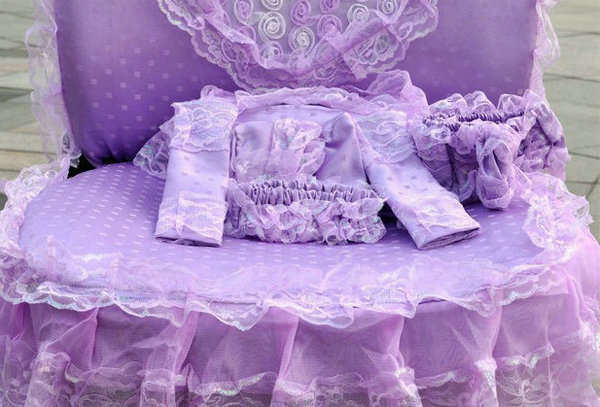 Bud silk Lace Satins Car Seat Covers sets - Purple EB002