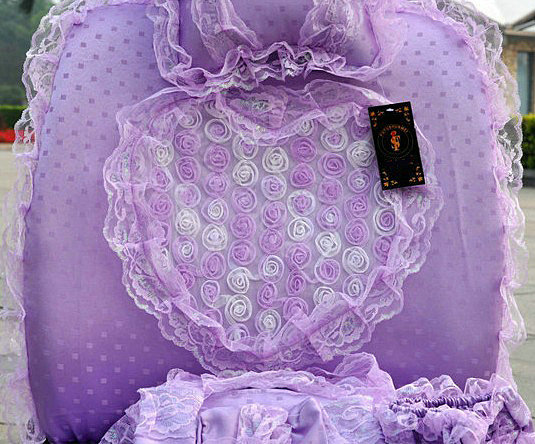 Bud silk Lace Satins Car Seat Covers sets - Purple EB002