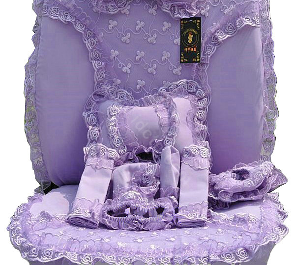 Bud silk Lace Satins Car Seat Covers sets - Purple EB003
