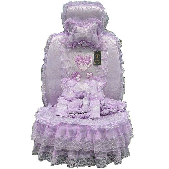 Bud silk Lace Satins Car Seat Covers sets - Purple EB004