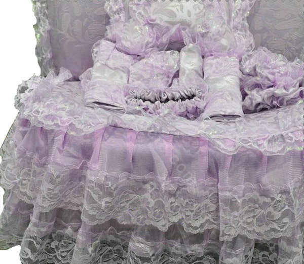 Bud silk Lace Satins Car Seat Covers sets - Purple EB004