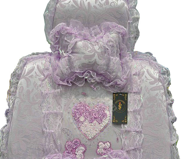 Bud silk Lace Satins Car Seat Covers sets - Purple EB004