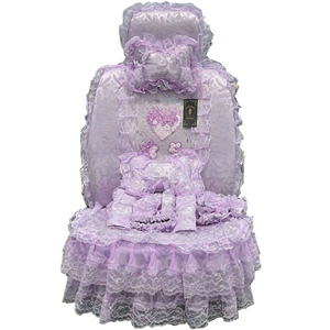 Bud silk Lace Satins Car Seat Covers sets - Purple EB004