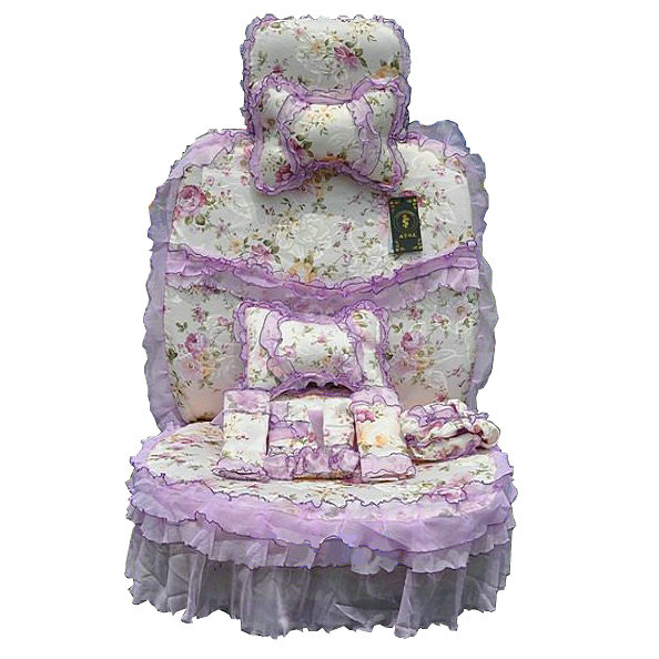 Bud silk Lace Satins Car Seat Covers sets - Purple