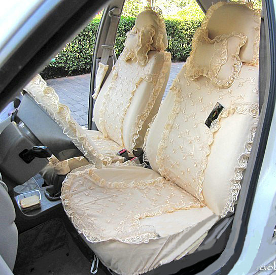 Bud silk Lace Satins Car Seat Covers sets - Yellow