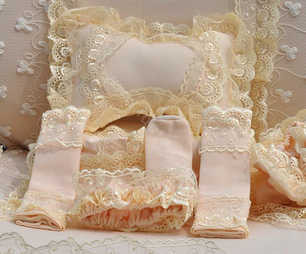 Bud silk Lace Satins Car Seat Covers sets - Yellow