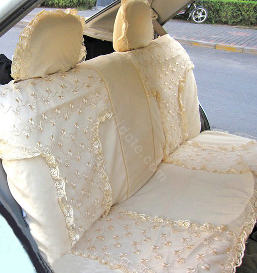 Bud silk Lace Satins Car Seat Covers sets - Yellow