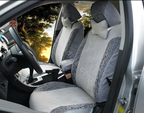 Ice silk Car Front Rear Seat Covers - Gray