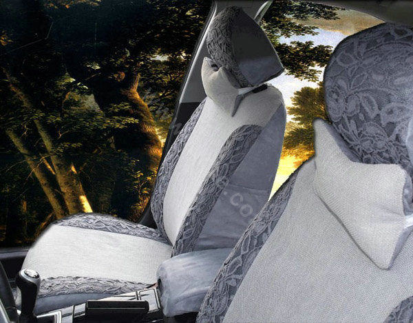 Ice silk Car Front Rear Seat Covers - Gray
