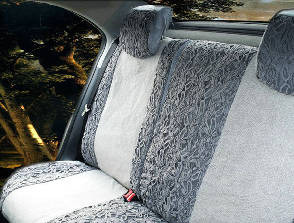 Ice silk Car Front Rear Seat Covers - Gray