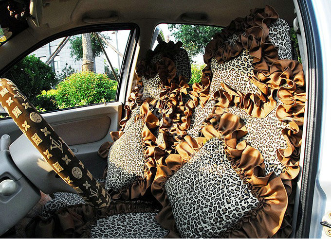 Leopard car seat covers Cotton seat covers - Brown EB004