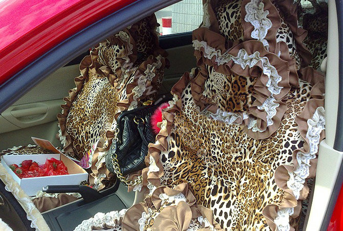 Leopard car seat covers Cotton seat covers - Brown