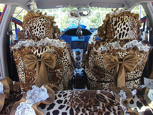Leopard car seat covers Cotton seat covers - Brown