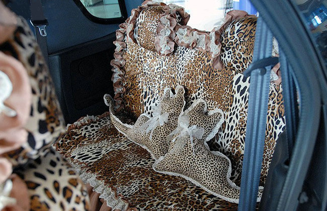 Leopard car seat covers Cotton seat covers - Brown