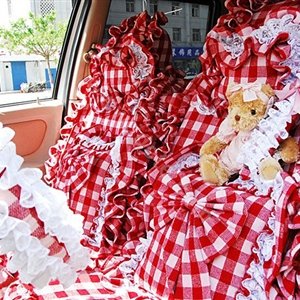 Plaid flower car seat covers Cotton seat covers - Red