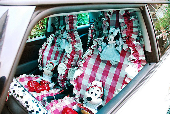 Plaid flower car seat covers Cotton seat covers - Rose