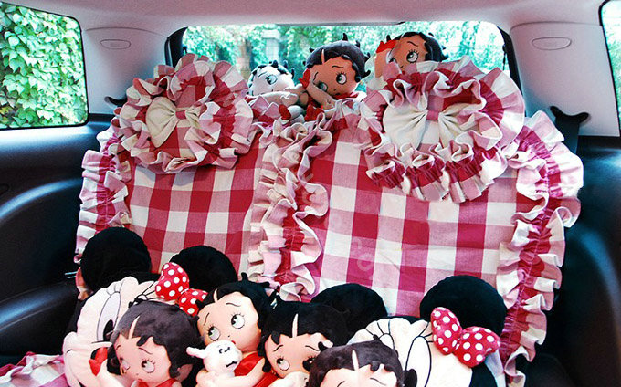 Plaid flower car seat covers Cotton seat covers - Rose