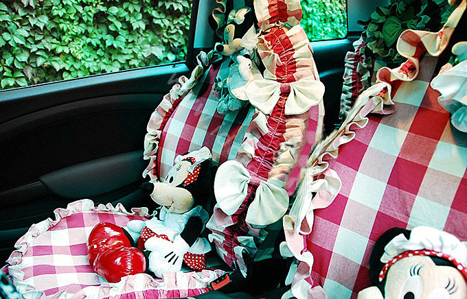 Plaid flower car seat covers Cotton seat covers - Rose