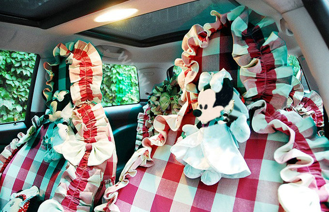 Plaid flower car seat covers Cotton seat covers - Rose