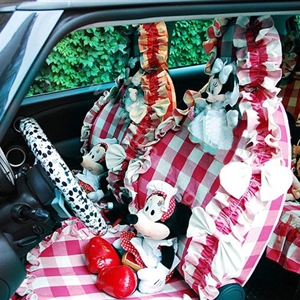 Plaid flower car seat covers Cotton seat covers - Rose