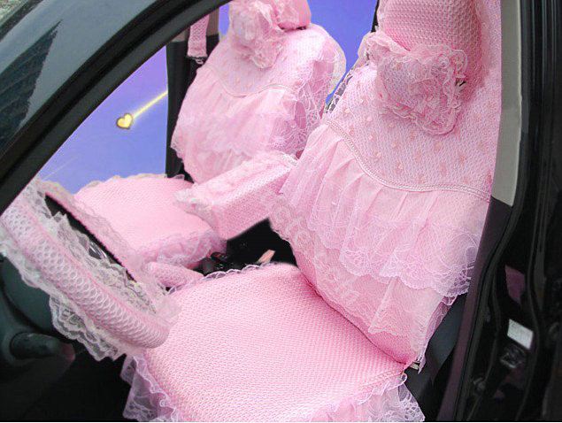 Car Seat Covers Bud silk Lace - Pink