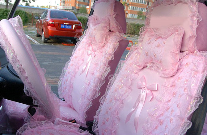 Universal Car Seat Covers Bud silk Lace - Pink