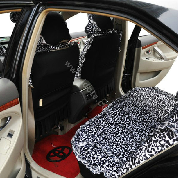 Leopard Universal Car Seat Covers Cotton - Black