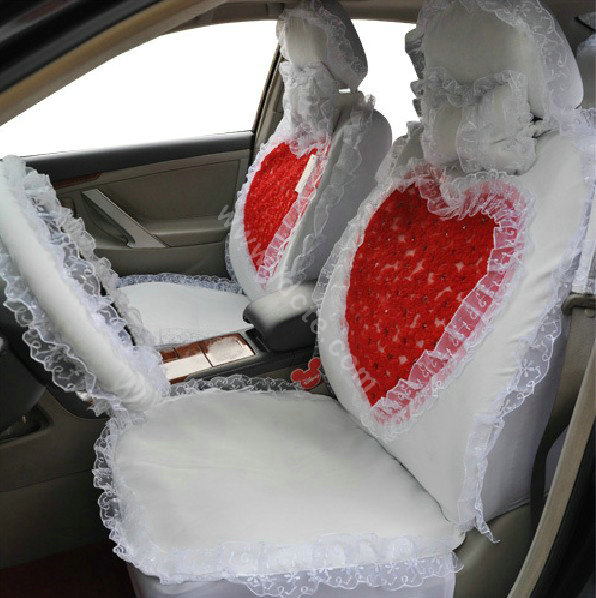 Universal Car Seat Covers Bud silk Lace - White EB002