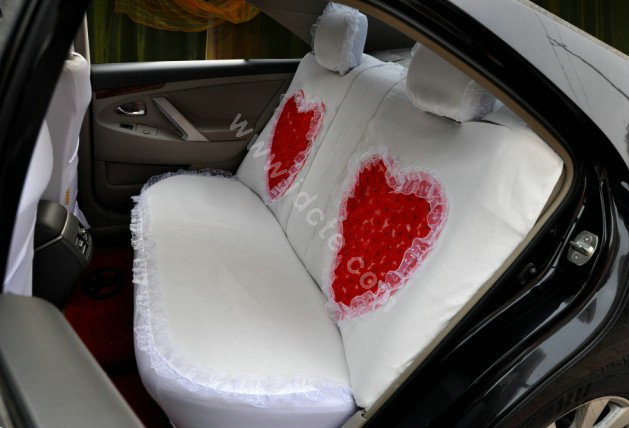 Universal Car Seat Covers Bud silk Lace - White EB002