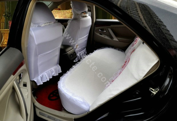 Universal Car Seat Covers Bud silk Lace - White EB002