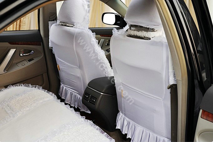 Universal Car Seat Covers Bud silk Lace - White