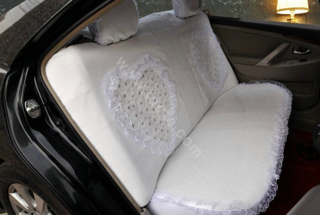 Universal Car Seat Covers Bud silk Lace - White