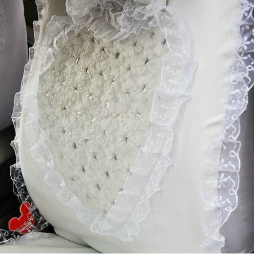 Universal Car Seat Covers Bud silk Lace - White