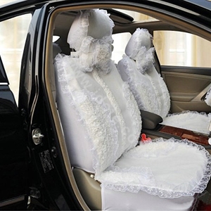 Universal Car Seat Covers Bud silk Lace - White
