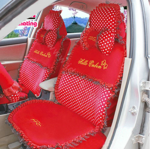 Fascinating Polka Dot Car Seat Covers Plush fabrics - Red